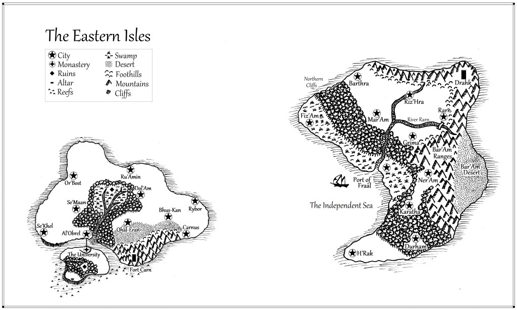 Original hand drawn map of the Eastern Isles.